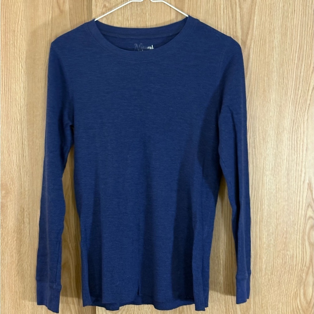 Natural Reflections Blue Thermal Crewneck Long Sleeve Tee